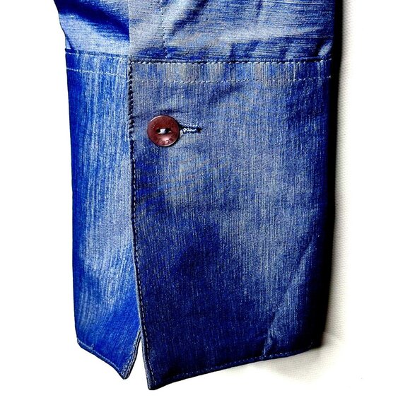 Mac & Jac Womens Blouse Shiny Long Sleeve Shirt Polyester Blend Blue Size 6 NWT - Picture 4 of 9